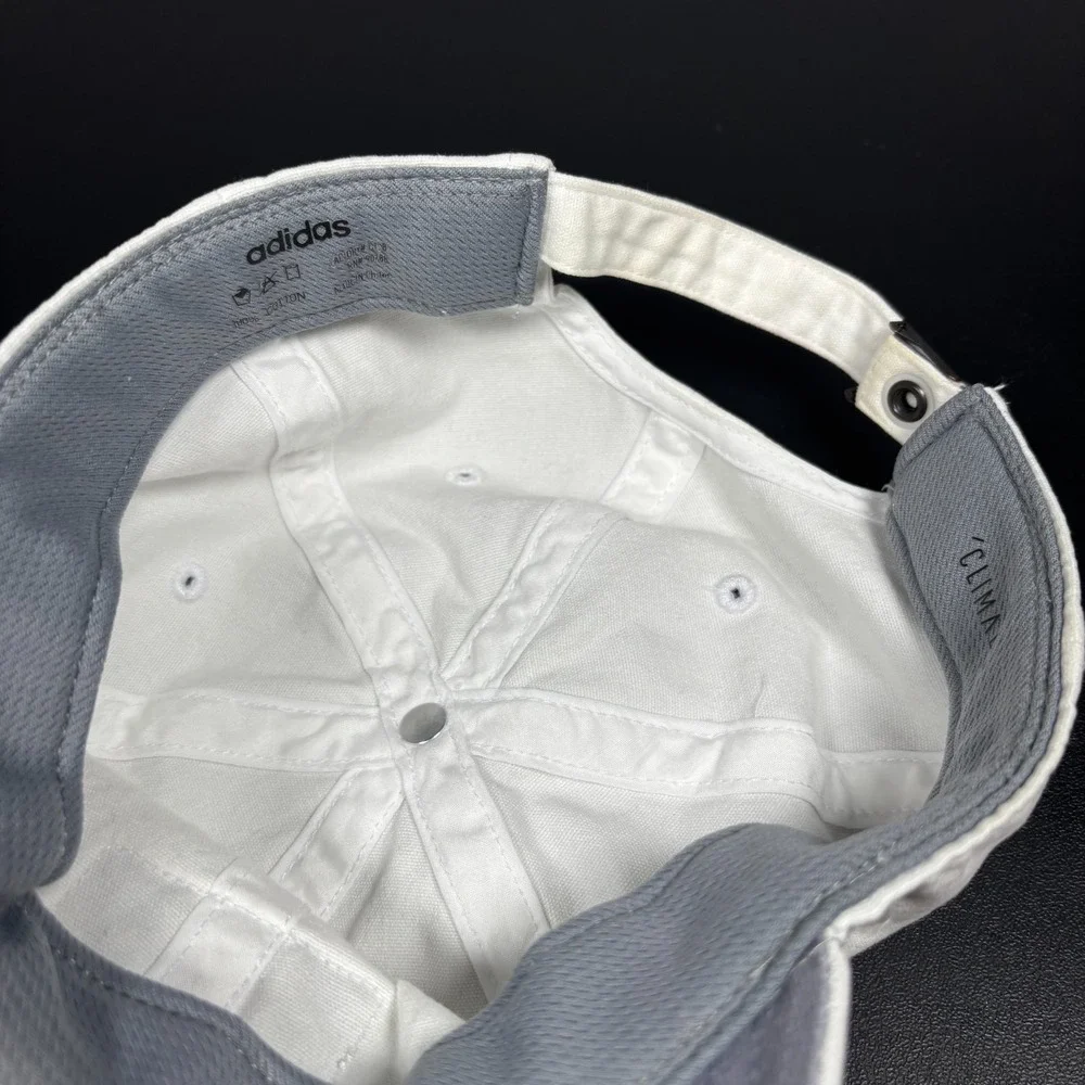 Adidas Three Stripe Life Hat Cap White Adjustable Strapback Multi Language Patch